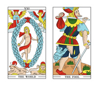 The World card and The Fool card