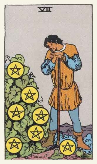 Seven of Pentacles Tarot card